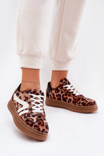 Moteriški „Leopard“ platformos sportbačiai, rudi „Totter“.