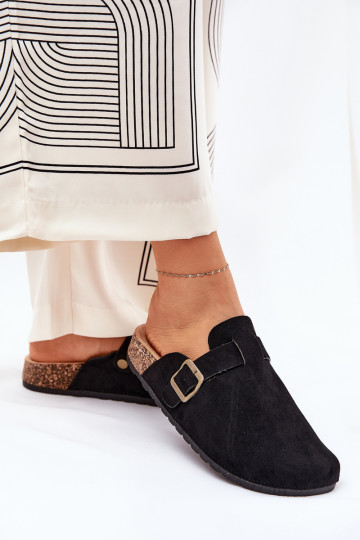 Moteriškos klumpės ir šlepetės su sagtimi Black Selio platforma