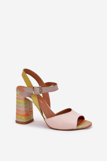 Odiniai elegantiški sandalai ant kulno Laura Messi 2136 Daugiaspalviai 2