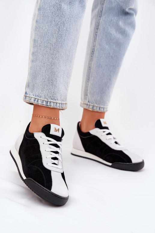 Laura Messi 2935 juodi odiniai moteriški sportiniai batai