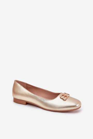 Elegantiškos moteriškos balerinos su puošmena Vinceza 62206 Gold 2