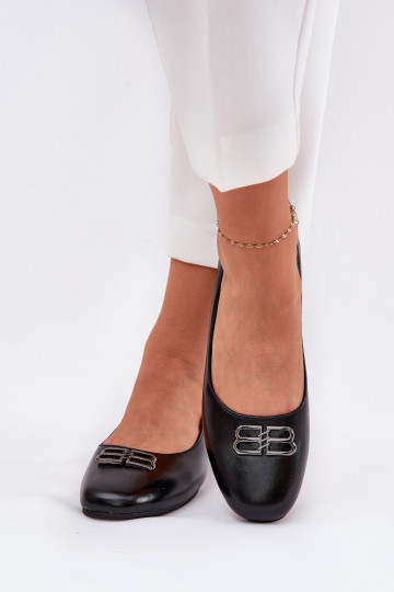 Elegantiškos moteriškos balerinos su puošmena Vinceza 62206 Juoda