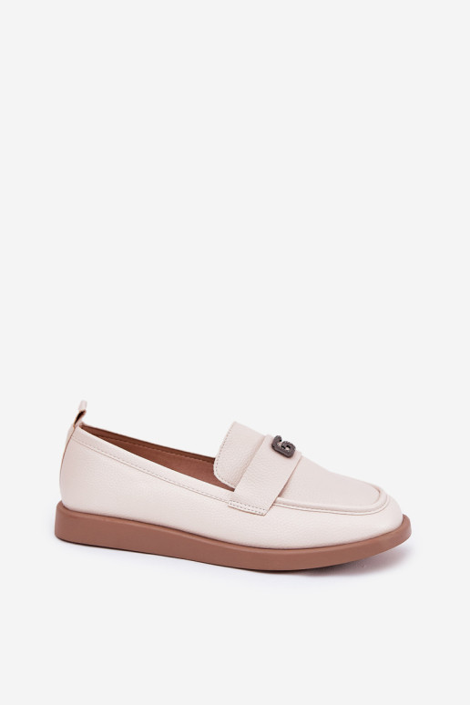 Elegantiški moteriški mokasinai su smulkia dekoratyvine detale Vinceza 62208 Beige