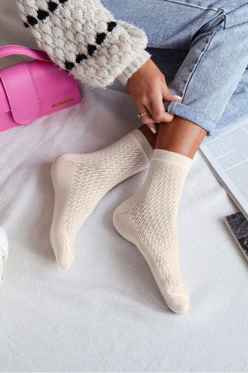 Moteriškos ažūrinės kojinės Ecru