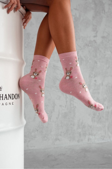 Moteriškos kojinės Rabbits and Dots Pink