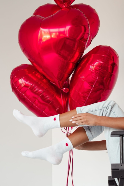 Moteriškos kojinės mažos širdies baltos