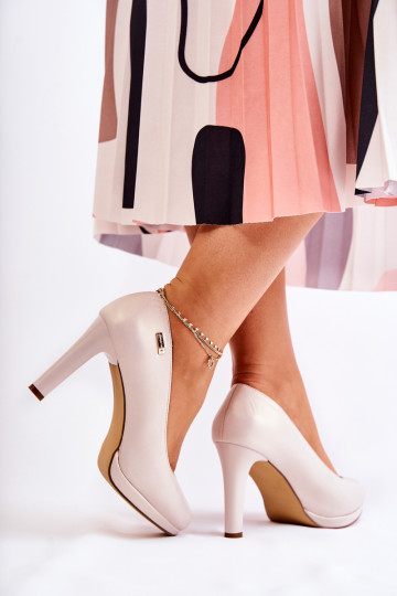 Moteriški klasikiniai platforminiai siurbliai Pearl Beige Alivene