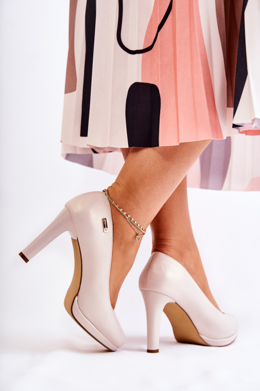 Moteriški klasikiniai platforminiai siurbliai Pearl Beige Alivene