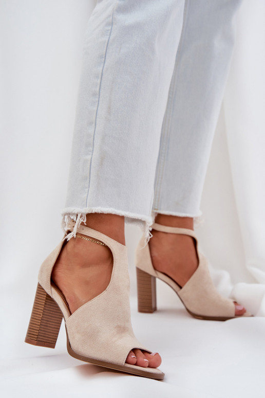 Šviesiai smėlio spalvos Eco Suede sandalai su aukštakulniais Lanadrien