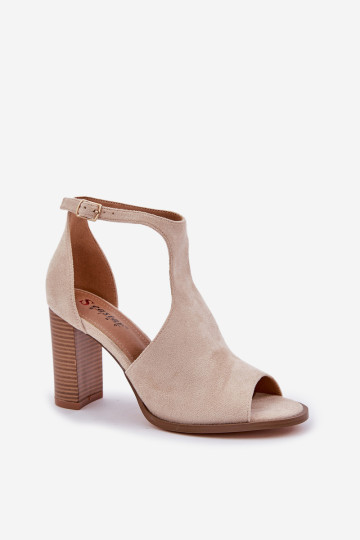 Šviesiai smėlio spalvos Eco Suede sandalai su aukštakulniais Lanadrien 2