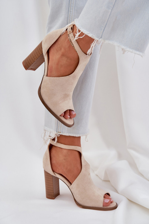 Šviesiai smėlio spalvos Eco Suede sandalai su aukštakulniais Lanadrien