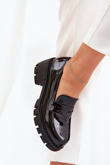 Lakinės odos moteriški batai su masyviais kulnais Black Felonith