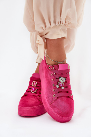 Moteriški sportbačiai ant platformos su meškiuku Fuksija Vailina