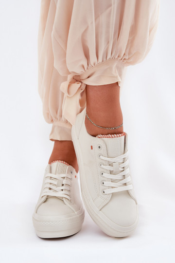 Moteriški sportbačiai ant platformos, pagaminti iš ekologiškos odos Big Star RR274A297 šviesiai smėlio spalvos