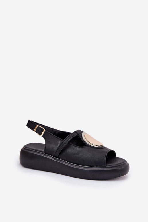 Odiniai elegantiški moteriški sandalai S.Barski GR51-603 Juodi