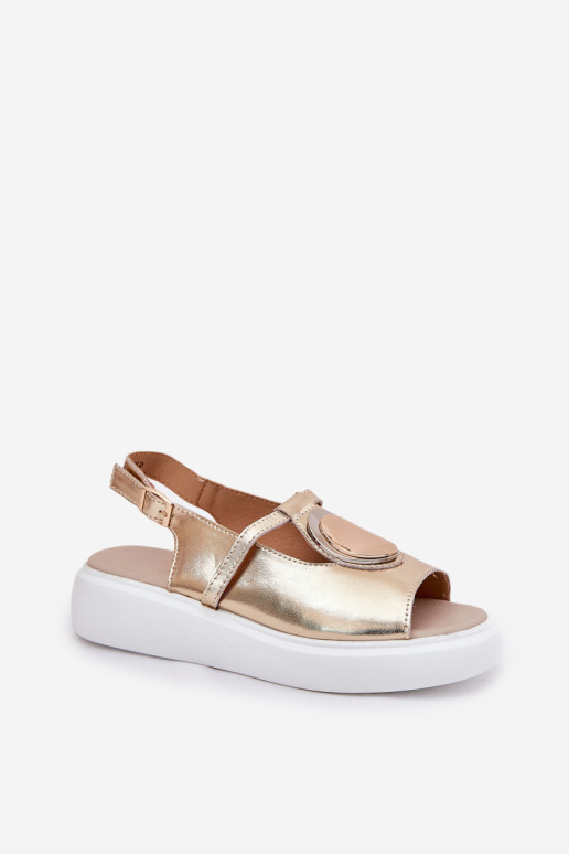 Odiniai elegantiški moteriški sandalai S.Barski GR51-603 Auksiniai