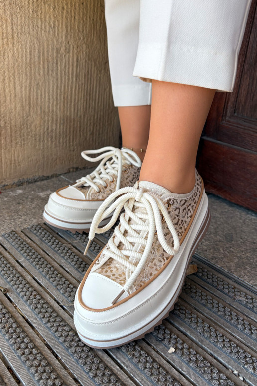 Moteriški sportbačiai ant didžiulės platformos S.Barski BF51-101 Smėlio spalvos