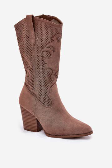 Ažūriniai kaubojiški batai su kulnu S.Barski HY51-606 Ruda 2