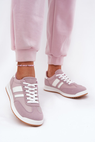 Moteriški sportbačiai, pagaminti iš ekologinės zomšos violetinės spalvos marinilų