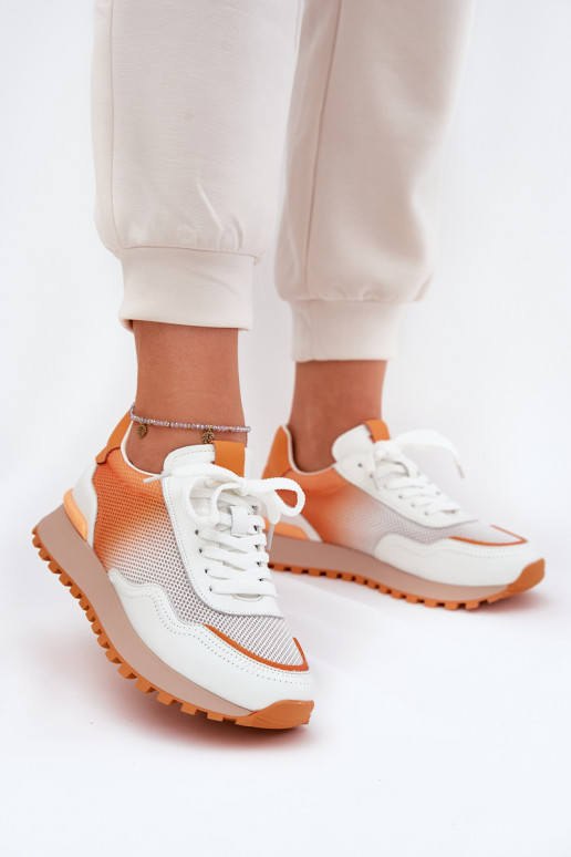 Odiniai tinkliniai sportiniai batai moterims Vinceza 66775 oranžinė