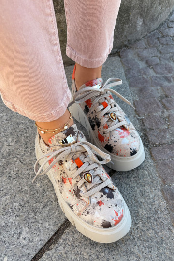 Maciejka 06891-18 smėlio spalvos odiniai platforminiai sportbačiai