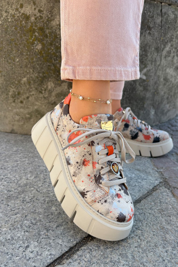 Maciejka 06891-18 smėlio spalvos odiniai platforminiai sportbačiai