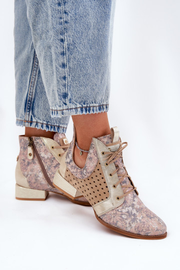 Maciejka 05541-04 Smėlio spalvos auksiniai odiniai kulkšnies batai