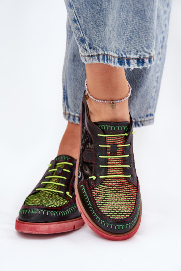 Maciejka 06784-20 Juodi raštuoti moteriški odiniai žemi batai