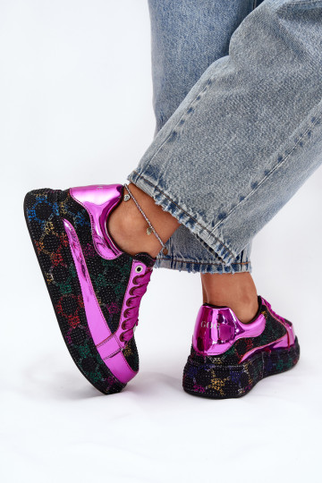 Moteriški dekoruoti sportbačiai su platforma GOE NN2N4006 juodi