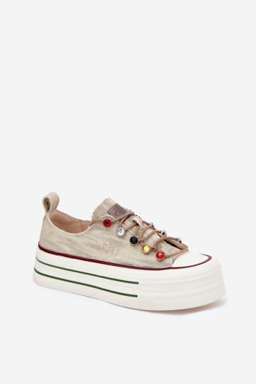 Moteriški sportbačiai ant platformos GOE RR2N4105 smėlio spalvos 2