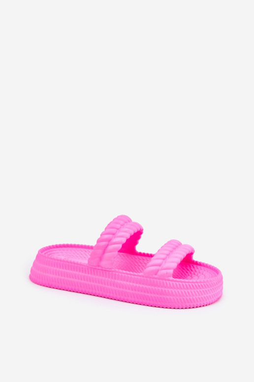 Moteriškos putplasčio šlepetės ant platformos S.Barski ZK51-001 Fuchsia