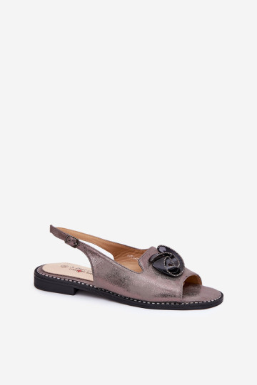 Blizgančios moteriškos basutės su puošmena S.Barski KV51-006 Pilka 2