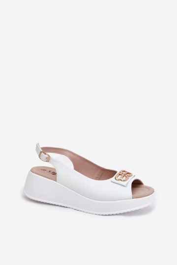 Moteriškos odinės basutės su dekoratyvine detale S.Barski LR51-593 balta