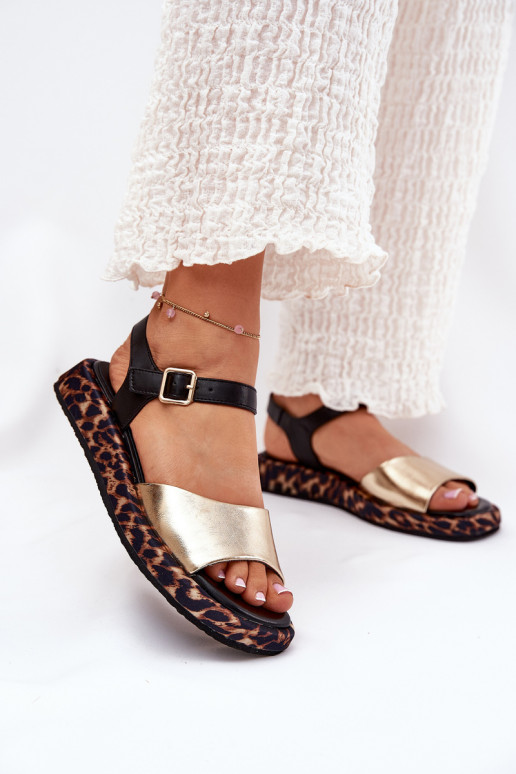 Moteriški odiniai sandalai ant platformos su Leopard S.Barski JC51-347 Gold