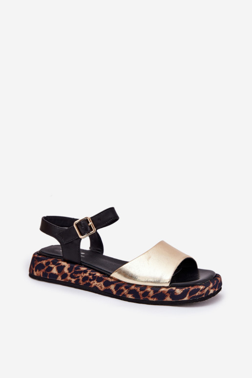 Moteriški odiniai sandalai ant platformos su Leopard S.Barski JC51-347 Gold