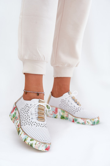 Artiker 56C1800 moteriški odiniai pleištiniai batai baltai auksiniai