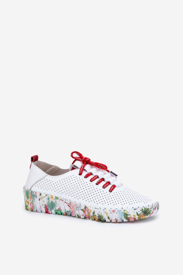 Odiniai batai ant raštuotos platformos Artiker 54C1567 balta-raudona 2