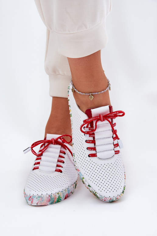 Odiniai batai ant raštuotos platformos Artiker 54C1567 balta-raudona