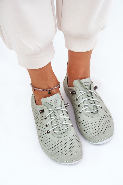 Natūralios odos moteriški pusbačiai Artiker 54C0833 šviesiai žalia