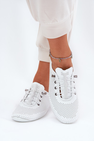 Natūralios odos moteriški pusbačiai Artiker 54C0831 balti