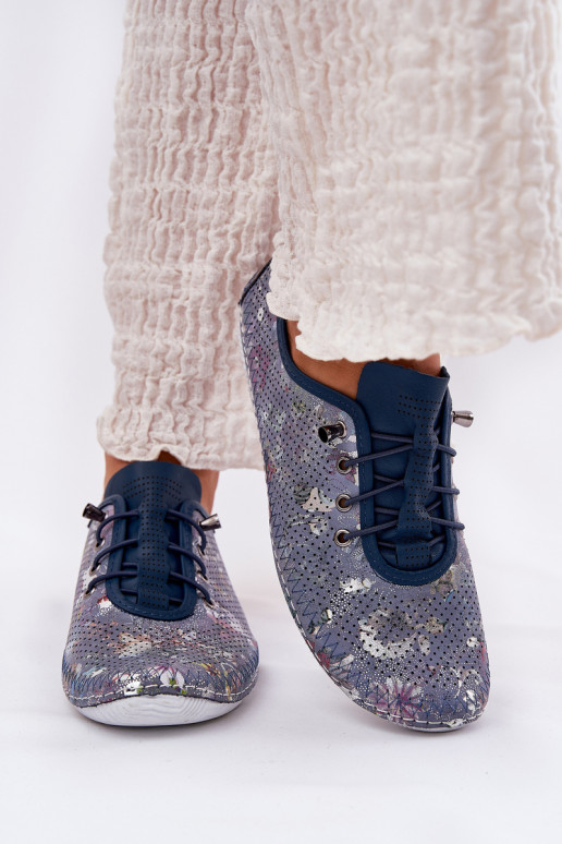 Moteriški natūralios odos raštuoti pusbačiai Artiker 56C2691 mėlyna