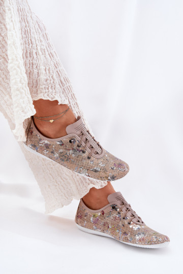 Moteriški raštuoti natūralios odos pusbačiai Artiker 56C2689 smėlio spalvos