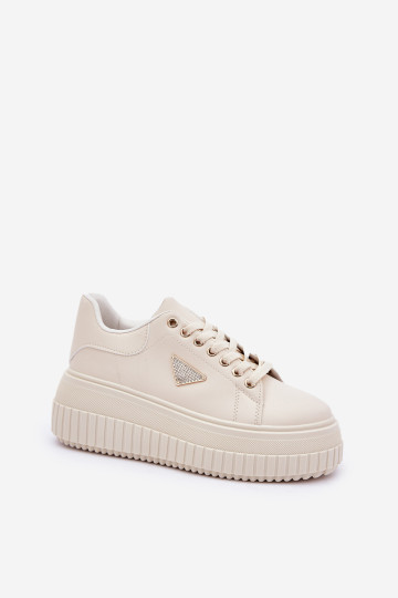 Stilingi sportbačiai ant didžiulės platformos šviesiai smėlio spalvos Vallexia 2