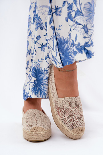 Moteriškos espadrilės ant platformos Vinceza 17392 smėlio spalvos