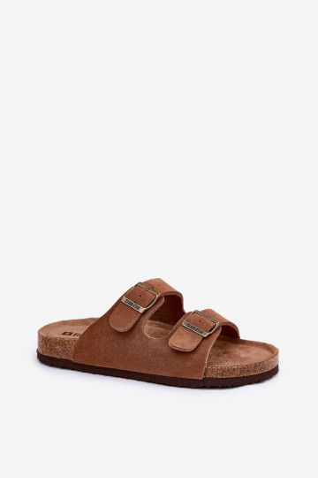 Zomšinės moteriškos šlepetės su sagtimis Big Star RR274A394 Ruda 2