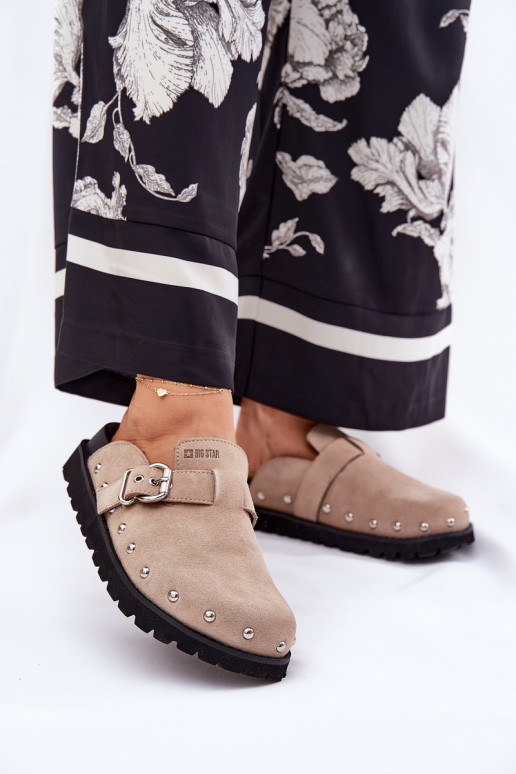 Moteriškos zomšinės klumpės ant platformos Big Star RR274A376 smėlio spalvos