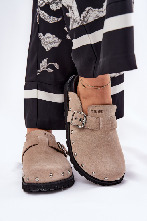 Moteriškos zomšinės klumpės ant platformos Big Star RR274A376 smėlio spalvos