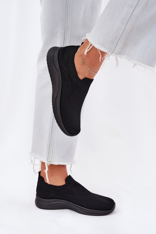 Audiniai Slip-on sportiniai batai, moteriški juodi Astusa