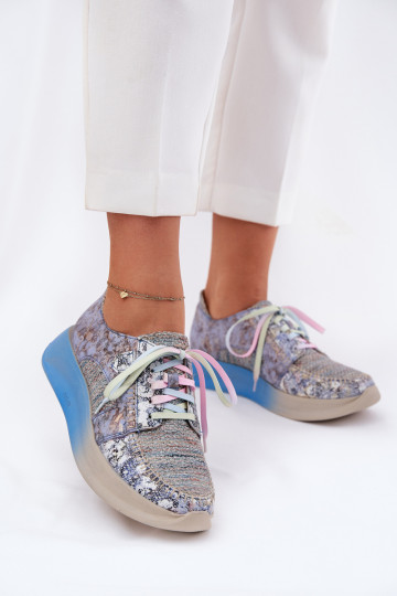 Odiniai moteriški sportbačiai ant platformos Maciejka 06776A-06 mėlyna