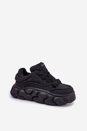 Odiniai moteriški sportbačiai ant didžiulės platformos GOE RR2N4044 juodi 2